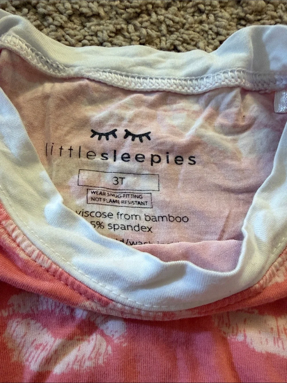 Little Sleepies Pink Lip Print Long-Sleeve Pajama Set with White Trim